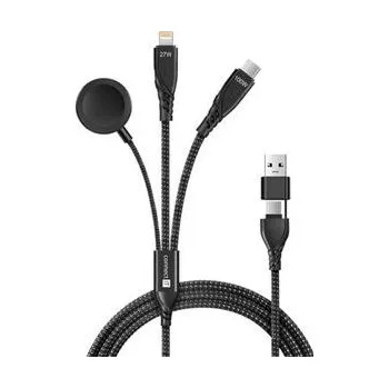 Audio kabel CONNECT IT Wirez 6in1 1x USB-C 1x Lightning 1x Watch charger 1,25 m ČERNÝ