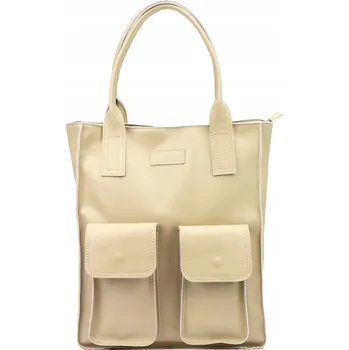 Kabelka Vera Pelle shopper kabelka z pravé kůže béžová