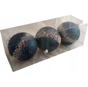 Vánoční dekorace Vánoční Baňky TMAVĚ MODRÉ se třpytkami 8 cm | Kostka 3ks