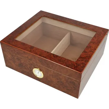 Humidor Humidor na doutníky hnědý Glasstop 25D, 26x22x11cm