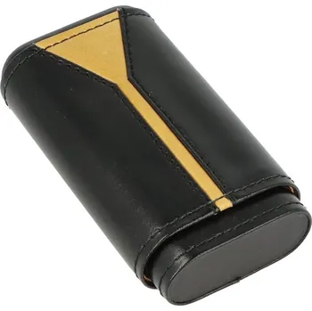 Humidor Pouzdro na 3 doutníky, kožené, černo/zlaté, 135mm