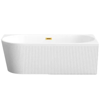 Vana INVENA - Vana volně stojící ke zdi, rýhovaná 170 Glamour Trend, pravá, sifon zlatý AN-02-19P-KPL