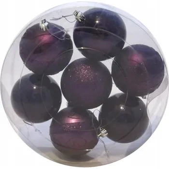 Vánoční dekorace Vánoční Baňky nerozbitné Fialové Tmavé 8cm. Sada 7 ks.