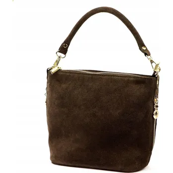 Kabelka Vera Pelle kabelka, kožená kabelka přes rameno z přírodní semišové kůže, hnědá