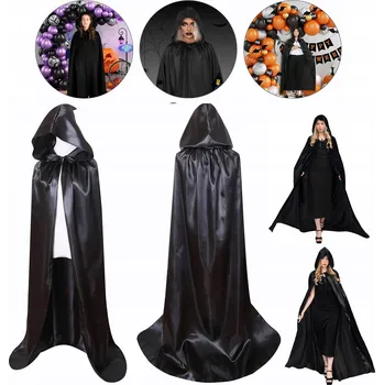 Karnevalový kostým Halloween Černá PLÁŠŤ S KAPUCÍ kapucí Čarodějnice Cosplay Doplňkový kostým