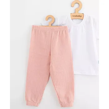 Kojenecká souprava Dětská bavlněná souprava tričko a mušelínové kalhoty růžové 98 (2–3 roky)