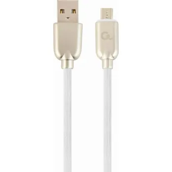Datový kabel GEMBIRD CC-USB2R-AMmBM-2M-W Premium gumový Micro-USB nabíjecí a datový kabel 2m bílý