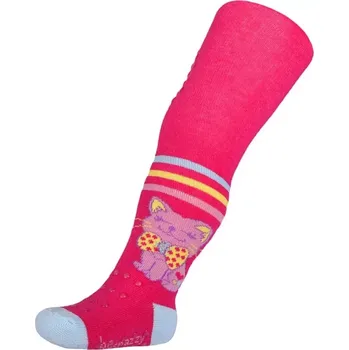 bavlněné punčocháče new baby s protiskluzem happy cat růžové 104