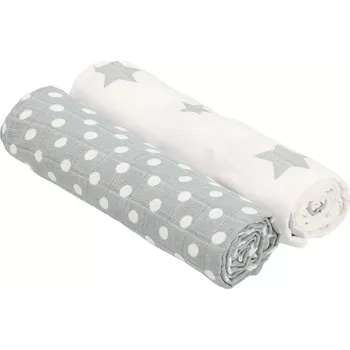 látková plena Látkové tetra osušky New Baby Softy 90 × 110 cm, šedo‑bílé, 2 ks