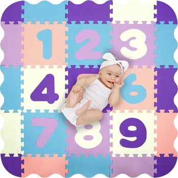 Hrací deka Humbi pěnová vzdělávací podložka 3v1 s ohrádkou a čísly, 120 × 120 cm, pastelová