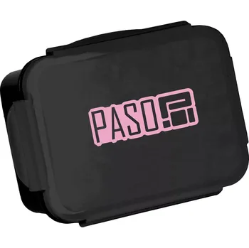 Svačinový box Lunch box PASO Basic 650 ml, černý s růžovým logem