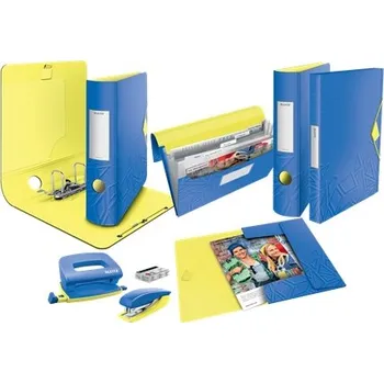 LEITZ Set mini sešívačky a děrovačky UrbanChic, modrá