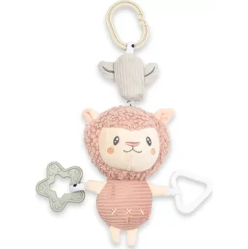 Hračka pro nejmenší Plyšová závěsná hračka lama NEW BABY s hracím strojkem a kousátkem