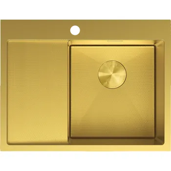 Granitový dřez Mexen Exar ocelový dřez s odkapávačem, pravý 620 x 480 mm, zlatý HC - 6432621005P-55HC Ocelové dřezy