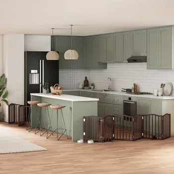 přepravka pro zvíře zahrada-XL Zábrana pro psy s dvířky skládací 15 panelů hnědá 750 cm topol 3155605