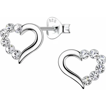Náušnice 33255 Stříbrné náušnice pecky se zirkony SRDCE 9 mm, 0,9 g