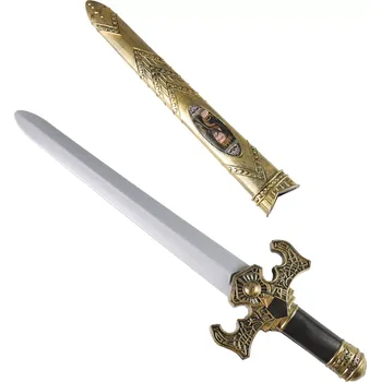 Dětská zbraň RAPPA Rytířský meč zlatý s pouzdrem a se zvuky