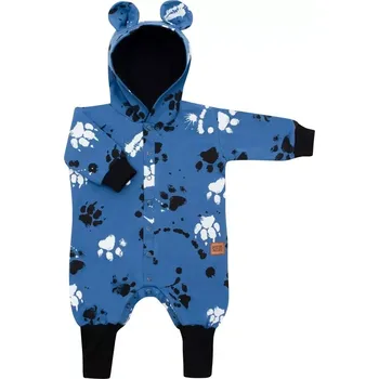 Kojenecký overall kojenecký bavlněný overal s kapucí a oušky new baby paw modrý 62 (3–6 měsíců)