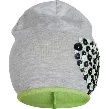 Čepice jarní bavlněná čepička new baby srdíčko, šedo‑zelená