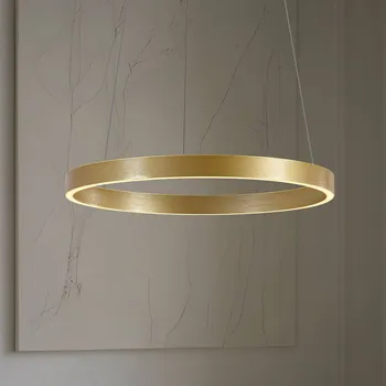 Lucande LED závěsné světlo Yonam, Ø 60 cm, 1 žárovka, zlatá, CCT - Stropní držák – Ø 22 cm, výška 4,5 cm zlatá, bílá - Doprava zdarma