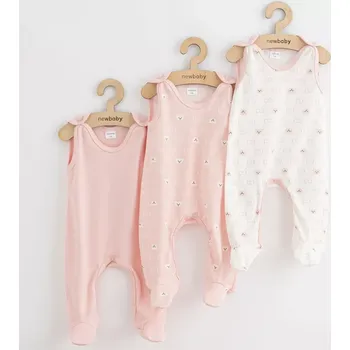 Dupačky kojenecké dupačky new baby classic ii pro dívky, sada 3 ks, růžové