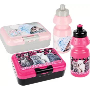 Svačinový box Svačinový box a láhev s kočičkou dětský set