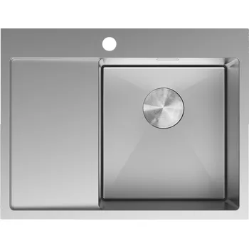 Granitový dřez Mexen Exar ocelový dřez s 1 komorou a odkapávačem, pravý 620 x 480 mm, inox - 6432621005P-01 Ocelové dřezy