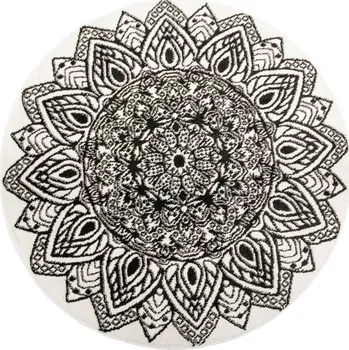 Koberec Koberec Lima G754A mandala, bílý / černý kruh