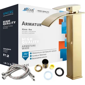 Vodovodní baterie Stojánková umyvadlová baterie Focus Sanitar Focus zlatá