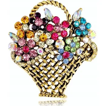 Brož Brož ozdobná Křišťálový košíček s květinami BZ139KOL