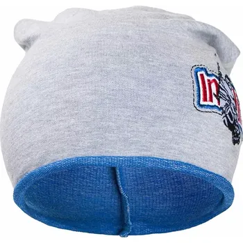 Kojenecká čepice Podzimní dětská čepička New Baby In-line šedo-modrá