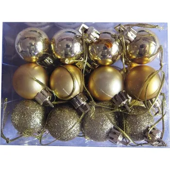 Vánoční dekorace Nerozbitné Vánoční Baňky ZLATÉ 3cm kostka 24 ks
