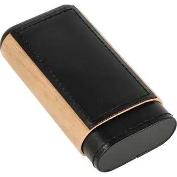 Humidor Pouzdro na 3 doutníky Wood, kožené, černé, 135mm