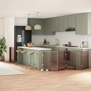 přepravka pro zvíře zahrada-XL Zábrana pro psy s dvířky skládací 8 panelů hnědá 640 cm topol 3155750