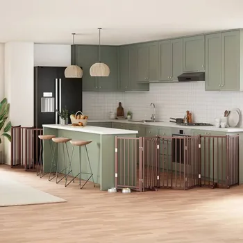 přepravka pro zvíře zahrada-XL Zábrana pro psy s dvířky skládací 12 panelů hnědá 600 cm topol 3155719