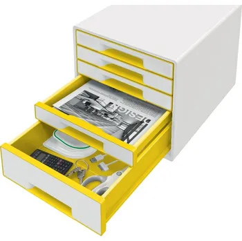 Zásuvkový kontejner LEITZ Zásuvkový box WOW CUBE, 5 zásuvek, bílá/žlutá