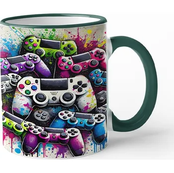 Keramický hrnek pro hráče, Barva Zelená, Velikost 330 ml, Canvas Keramický hrnek s barevným uchem Bezvatriko.cz 3059