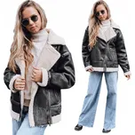 Dámská bunda ramoneska s kožíškem černá TY5247 - XL