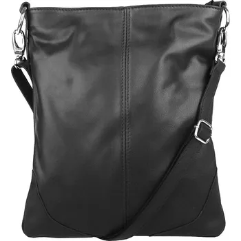 Kabelka Střední/velká černá kožená crossbody kabelka Vera Pelle no. 5509 NEW