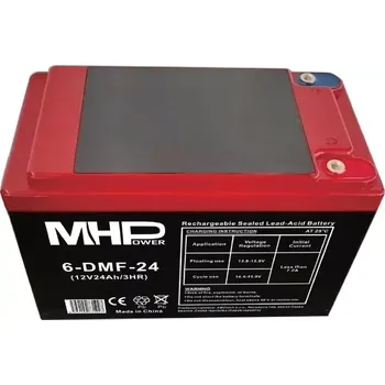 Trakční baterie MHPower 6-DMF-24 Trakční gelová baterie 12V/24Ah, Terminál D2 - M5, Deep Cycle (MHPower 6-DMF-24 Trakční gelová baterie 12V/24Ah, Terminál D2 - M5, Deep Cycle)