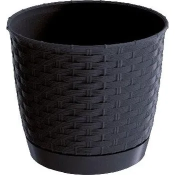 Květináč Plast Květináč černý, šedý Prosperplast 16 cm x 16 x 14 cm