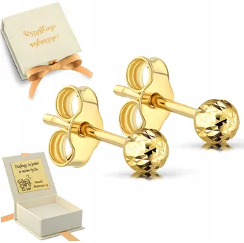 Náušnice ZLATÉ NÁUŠNICE DIAMANTOVÝMI KULIČKAMI 5 MM STŘÍBRO 925