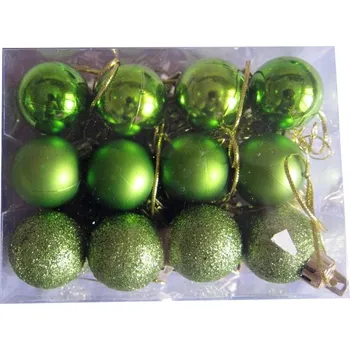 Vánoční dekorace Nerozbitné Vánoční Baňky ZELENÉ 3cm kostka 24 ks