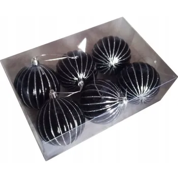 Vánoční dekorace Nerozbitné ČERNÉ dekorativní Vánoční Baňky , 8 cm. Kostka 6 Ks .