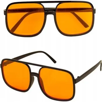 Sluneční brýle Unisex brýle Widmann – oranžové čočky, černé obroučky, styl 80. let