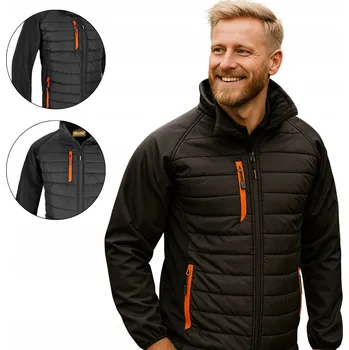 Pánská softshellová bunda PÁNSKÁ PROŠÍVANÁ SOFTSHELLOVÁ ZATEPLENÁ BUNDA MÓDNÍ POHODLNÁ BUNDA vel. XXXL