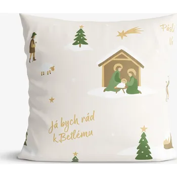 Povlak na polštářek Vánoční bavlněný povlak na polštář - Pásli ovce Valaši 45 x 45 cm