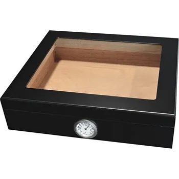 Humidor Humidor na doutníky černý prosklený 26x22x7,5cm
