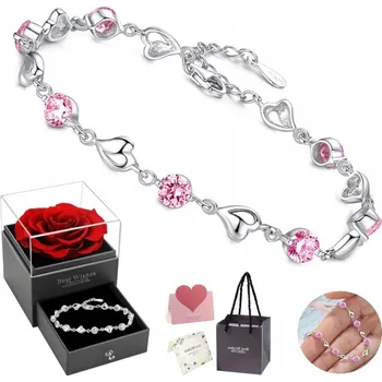 Náramek Stříbrný dámský náramek S DIAMANTOVÝM BRUSEM Dárek na Święta Dla Kobiety Żony