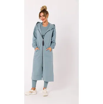 Dámská mikina DÁMSKÁ TEPLÁ DLOUHÁ MIKINA S KAPUCÍ , MODRÁ, VELIKOST 36/38 S/M